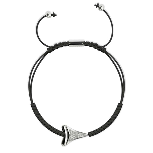 Bracelet macramé noir dent de requin par Lauren Howe | Argent sterling .925 | Cristal
